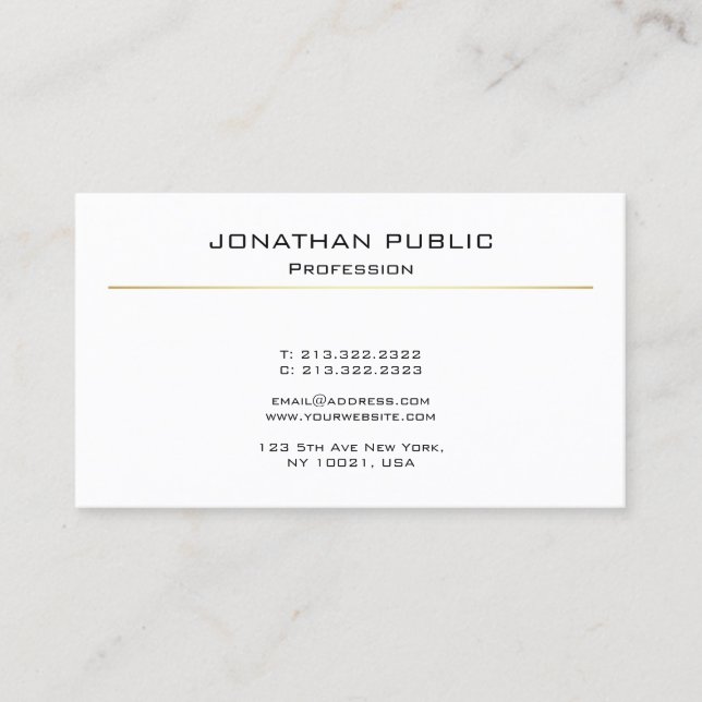 Professional Elegant Modern Design Sleek Plain Business Card (Front)