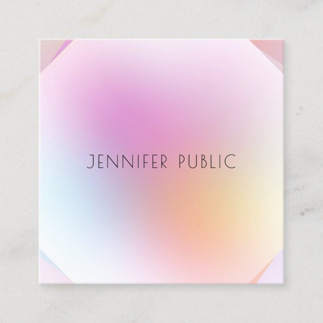 Professional Elegant Modern Design Trendy Colorful Square Business Card (Front)
