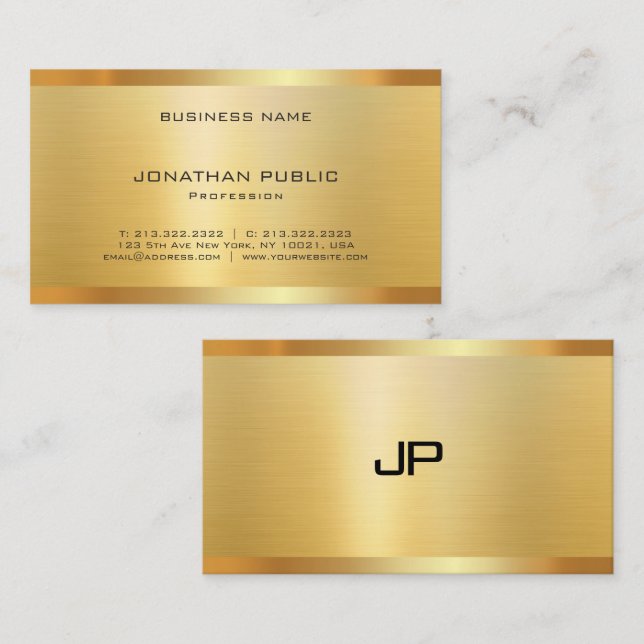 Professional Elegant Modern Faux Gold Premium Silk Business Card (Front/Back)