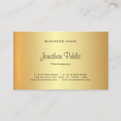 Professional Elegant Modern Glamorous Gold Look Business Card