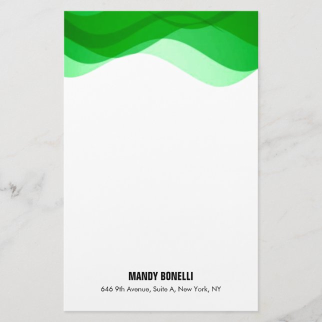 Professional elegant modern green white trendy stationery (Front)