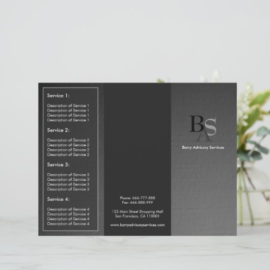 Professional Elegant Modern Grey Black Brochure (Standing Front)