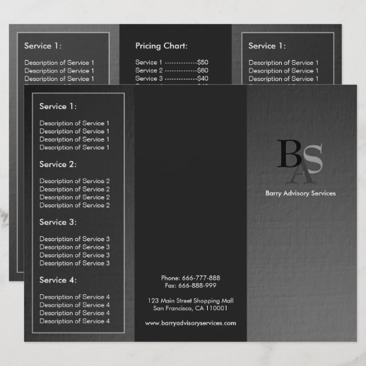 Professional Elegant Modern Grey Black Brochure (Front/Back)
