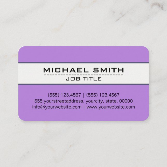 Professional Elegant Modern Lavender Minimalist Business Card (Back)