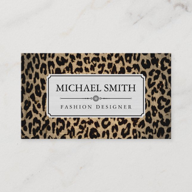 Professional Elegant Modern Leopard Skin #42 Business Card (Front)