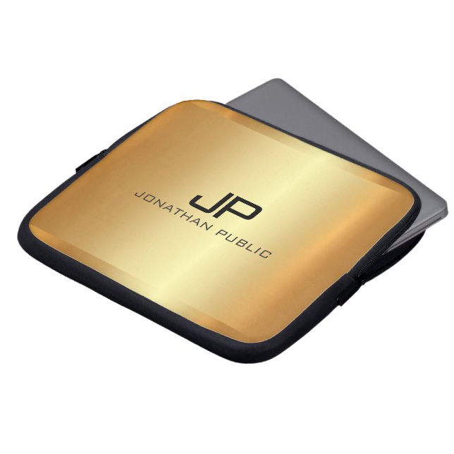 Professional Elegant Modern Luxe Gold Template Laptop Sleeve (Front Top)