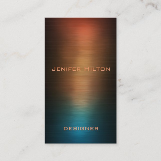Professional elegant modern luxury colorful metal business card (Front)