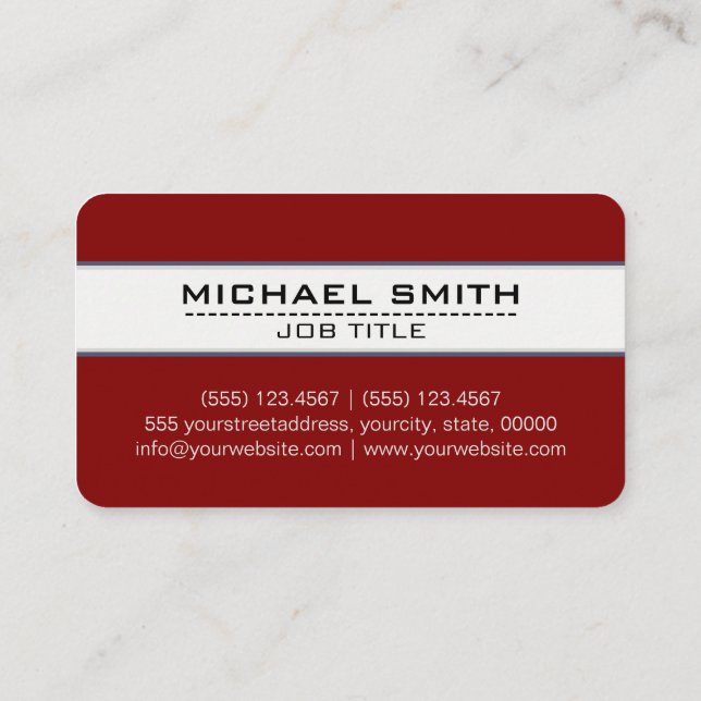 Professional Elegant Modern Maroon Minimalist Business Card (Back)