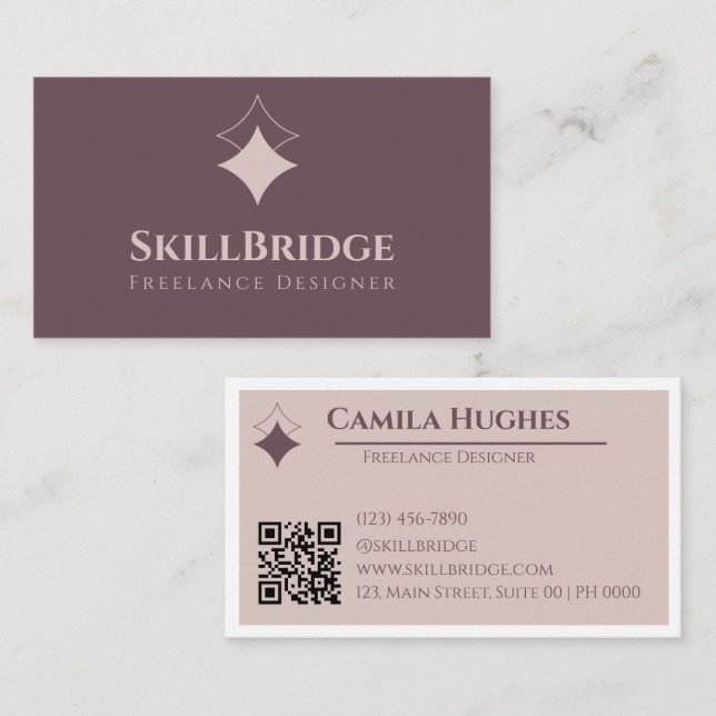Professional Elegant Modern Mauve Soft Pink Clean Business Card (Front/Back)