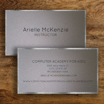 Professional Elegant Modern Metallic Silver Business Card by ALittleSticky at Zazzle