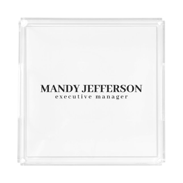 Professional elegant modern minimalist add name acrylic tray (Front)