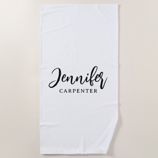 Professional elegant modern minimalist add name beach towel (Front)