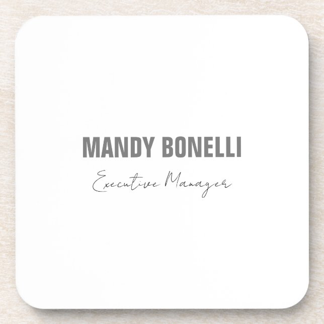 Professional elegant modern minimalist add name beverage coaster (Front)