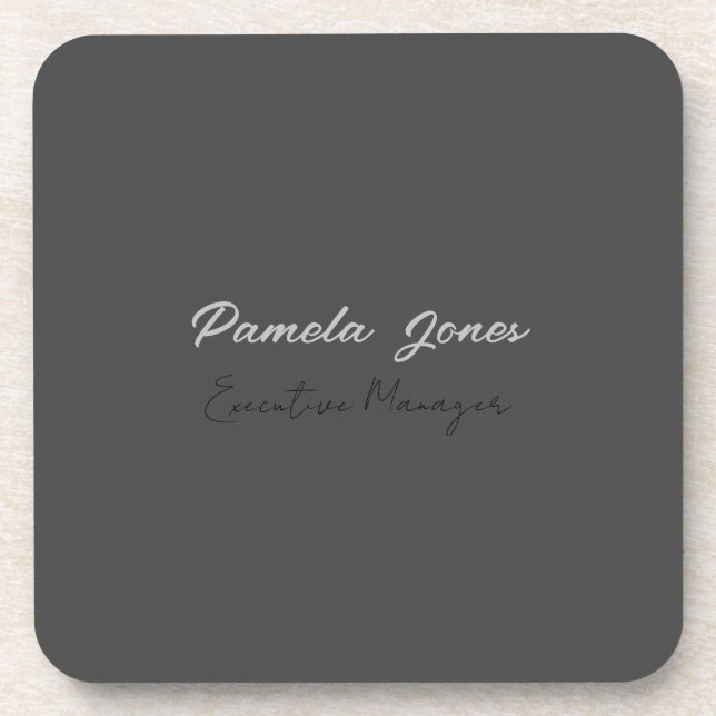 Professional elegant modern minimalist add name beverage coaster (Front)