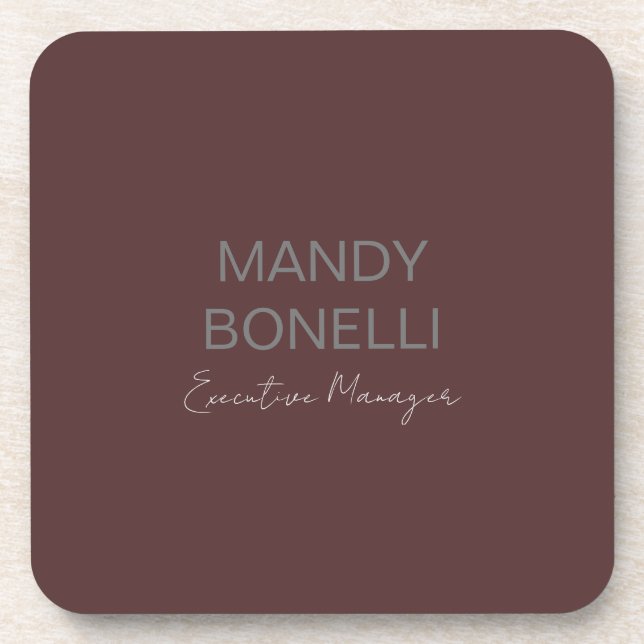 Professional elegant modern minimalist add name beverage coaster (Front)