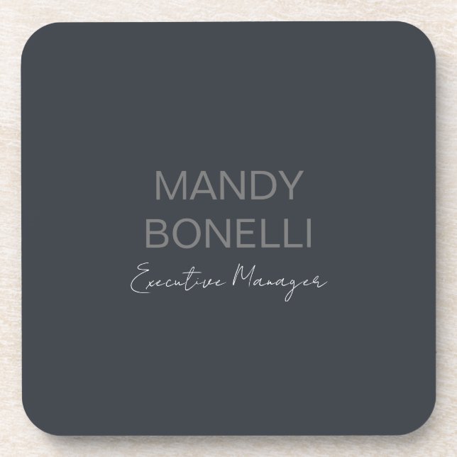 Professional elegant modern minimalist add name beverage coaster (Front)