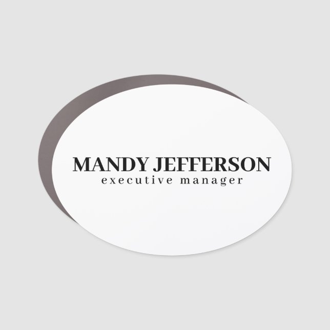 Professional elegant modern minimalist add name car magnet (Front)
