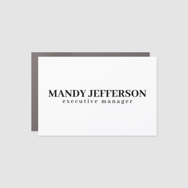 Professional elegant modern minimalist add name car magnet (Front)