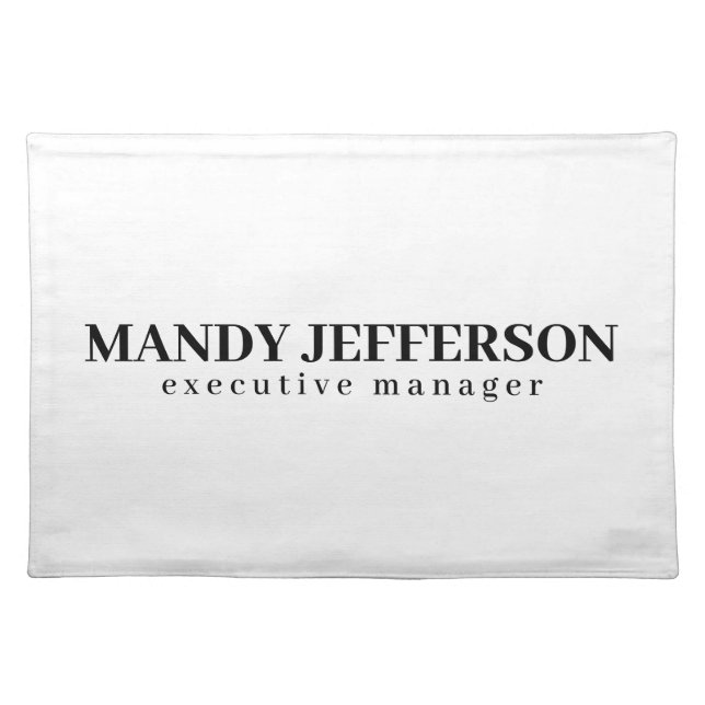 Professional elegant modern minimalist add name cloth placemat (Front)