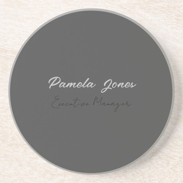 Professional elegant modern minimalist add name coaster (Front)