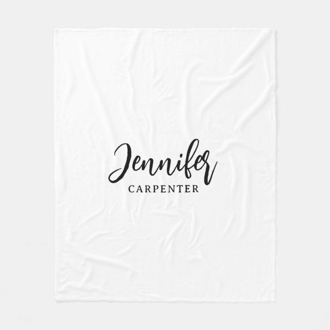 Professional elegant modern minimalist add name fleece blanket (Front)