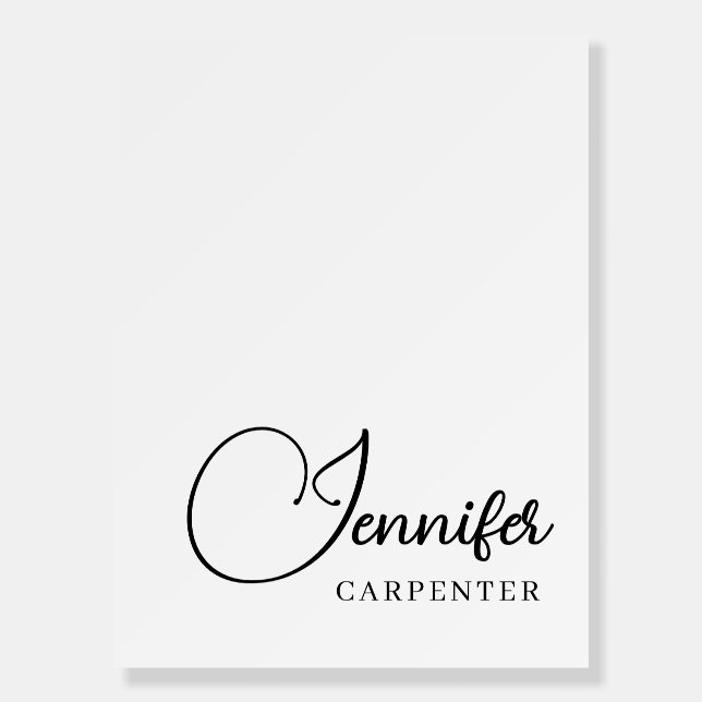 Professional elegant modern minimalist add name foam board (Front)