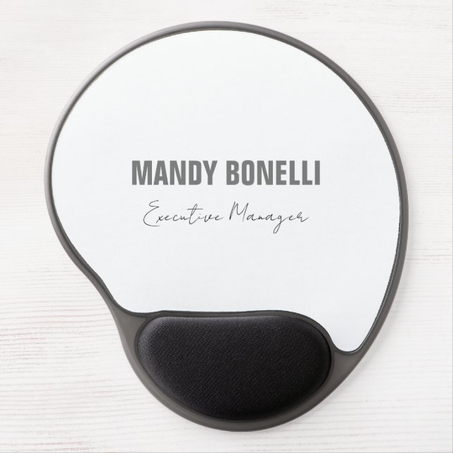 Professional elegant modern minimalist add name gel mouse pad (Front)