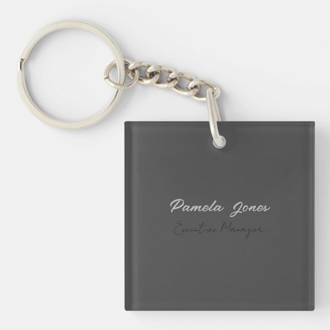 Professional elegant modern minimalist add name keychain (Front)