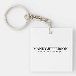 Professional elegant modern minimalist add name keychain