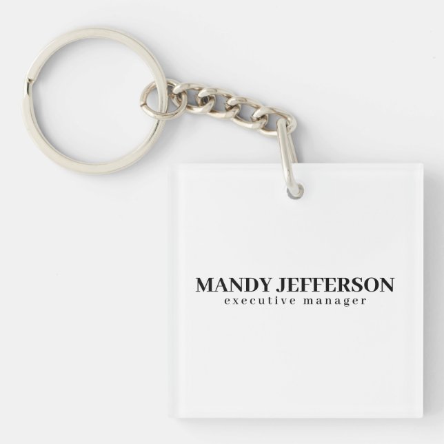 Professional elegant modern minimalist add name keychain (Front)