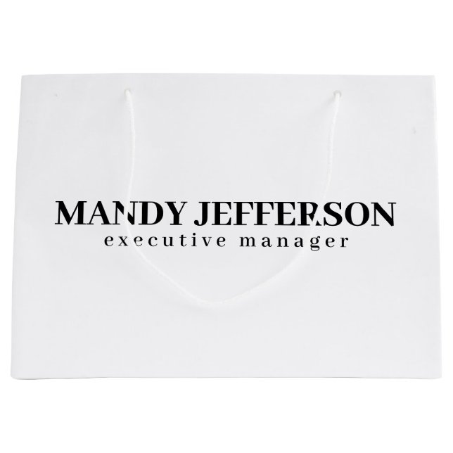 Professional elegant modern minimalist add name large gift bag (Front)