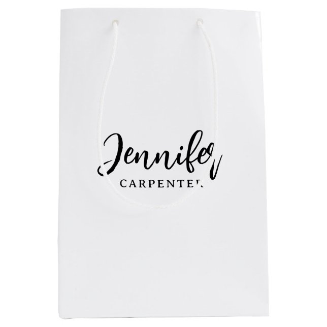 Professional elegant modern minimalist add name medium gift bag (Front)
