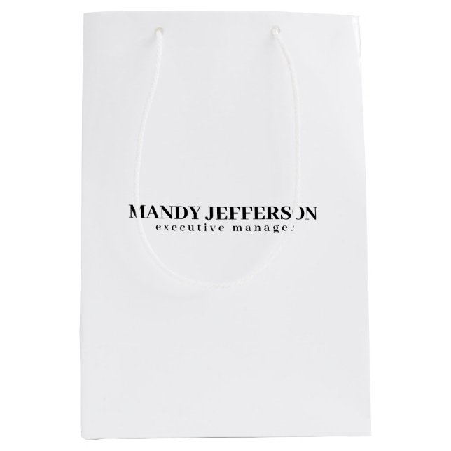 Professional elegant modern minimalist add name medium gift bag (Front)