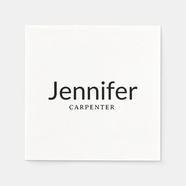 Professional elegant modern minimalist add name napkins (Front)