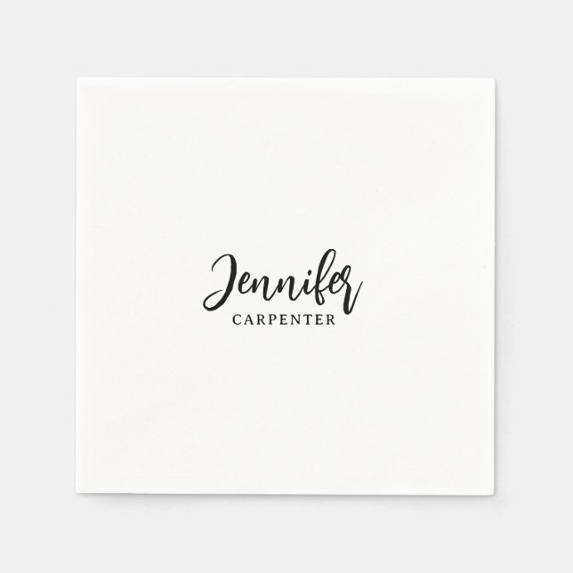 Professional elegant modern minimalist add name napkins (Front)
