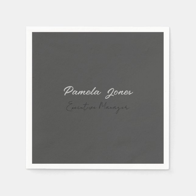 Professional elegant modern minimalist add name napkins (Front)