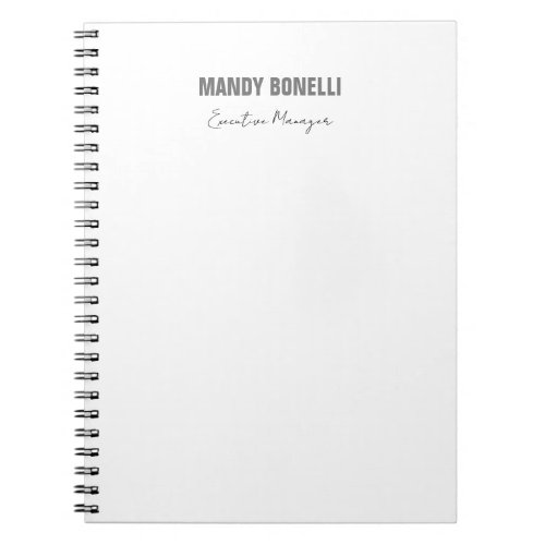 Professional elegant modern minimalist add name notebook