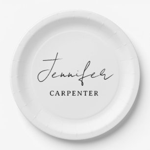 Professional elegant modern minimalist add name paper plates