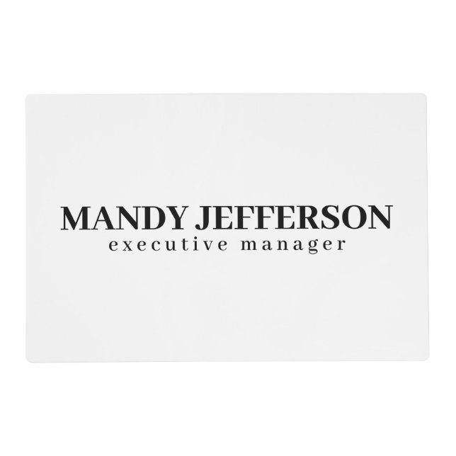 Professional elegant modern minimalist add name placemat (Front)