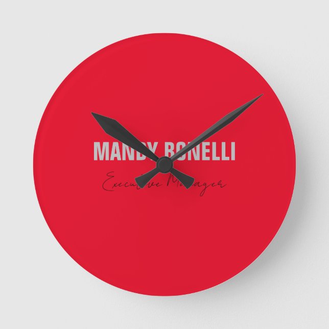 Professional elegant modern minimalist add name round clock (Front)