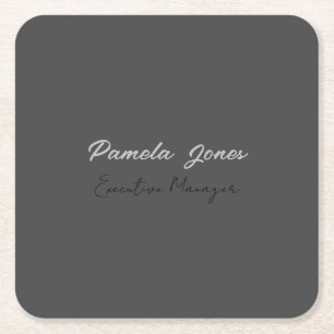 Professional elegant modern minimalist add name square paper coaster