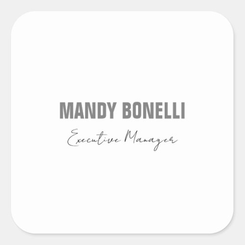 Professional elegant modern minimalist add name square sticker