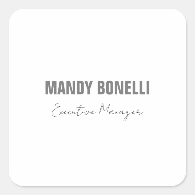 Professional elegant modern minimalist add name square sticker (Front)