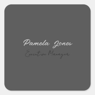 Professional elegant modern minimalist add name square sticker