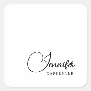 Professional elegant modern minimalist add name square sticker