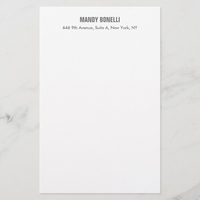Professional elegant modern minimalist add name stationery (Front)