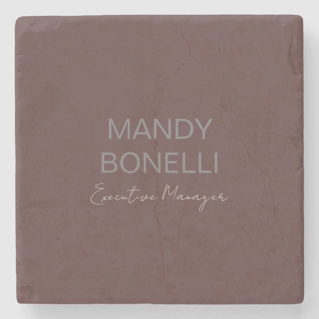 Professional elegant modern minimalist add name stone coaster (Front)