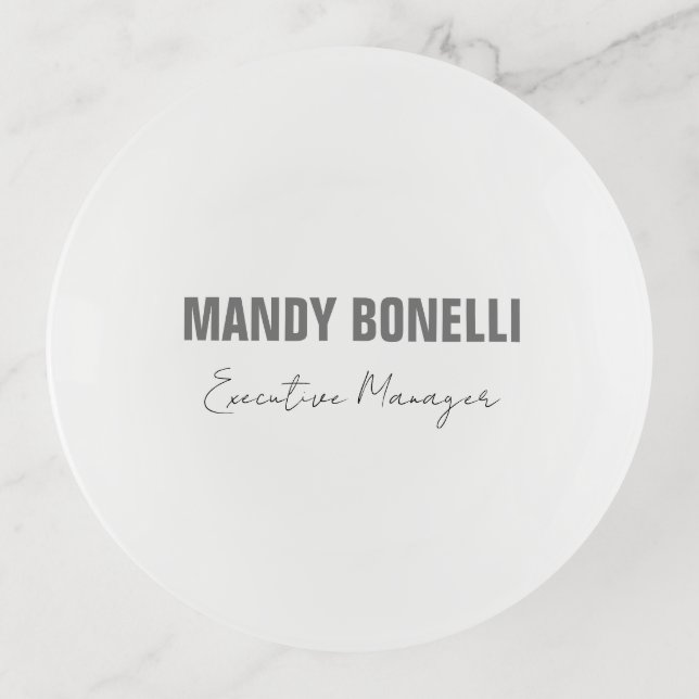 Professional elegant modern minimalist add name trinket tray (Front)