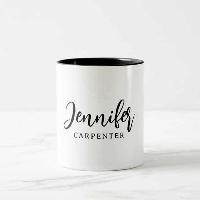 Professional elegant modern minimalist add name Two-Tone coffee mug (Center)