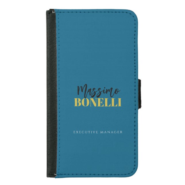 Professional elegant modern minimalist blue gold samsung galaxy wallet case (Front)